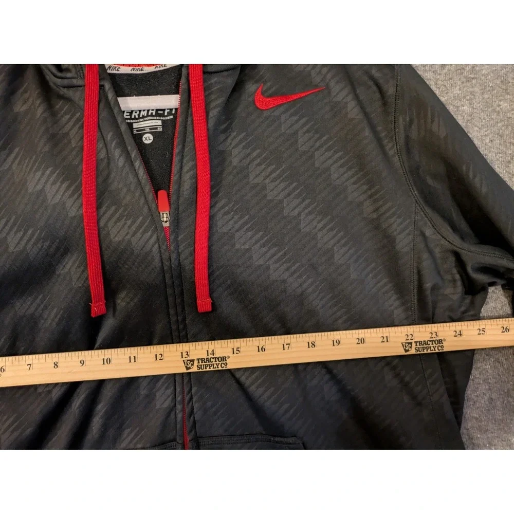 Nike Hoodie Men's XL Black Geometric Therma-Fit Full Zip  Sports Basketball